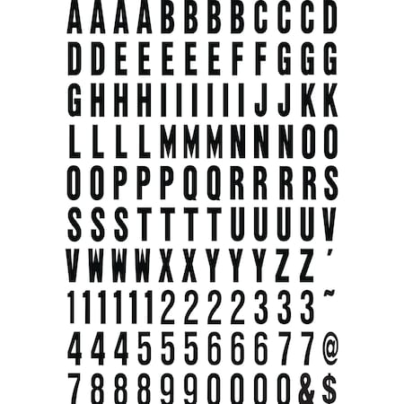 Hy-Ko 1In Black/White Numbers/Letters/Symbols, 10PK A02060